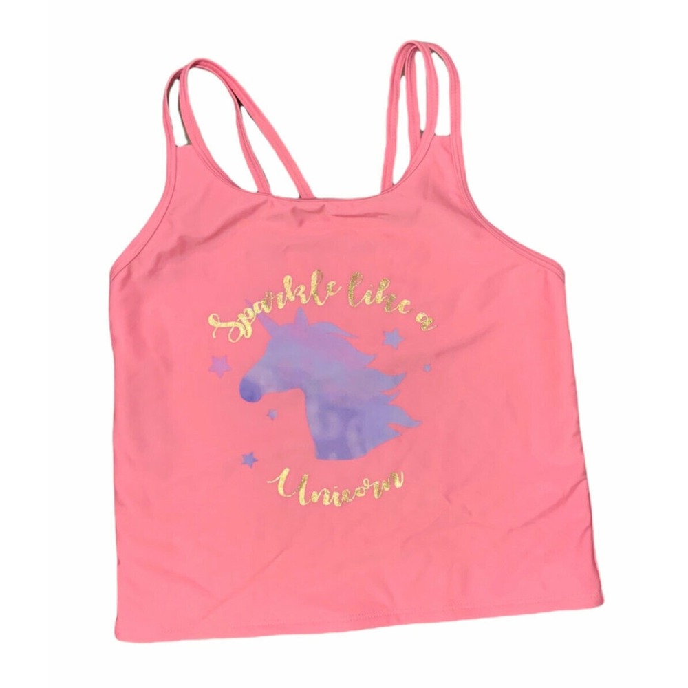 NWT! Unicorn Pink Girls Tankini Bathing‎ Suit top Large 10/12